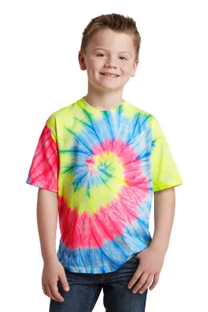 Port & Company Jugendliche Tie-Dye Kurzarm Rundhals T-Shirt - Neon Regenbogen