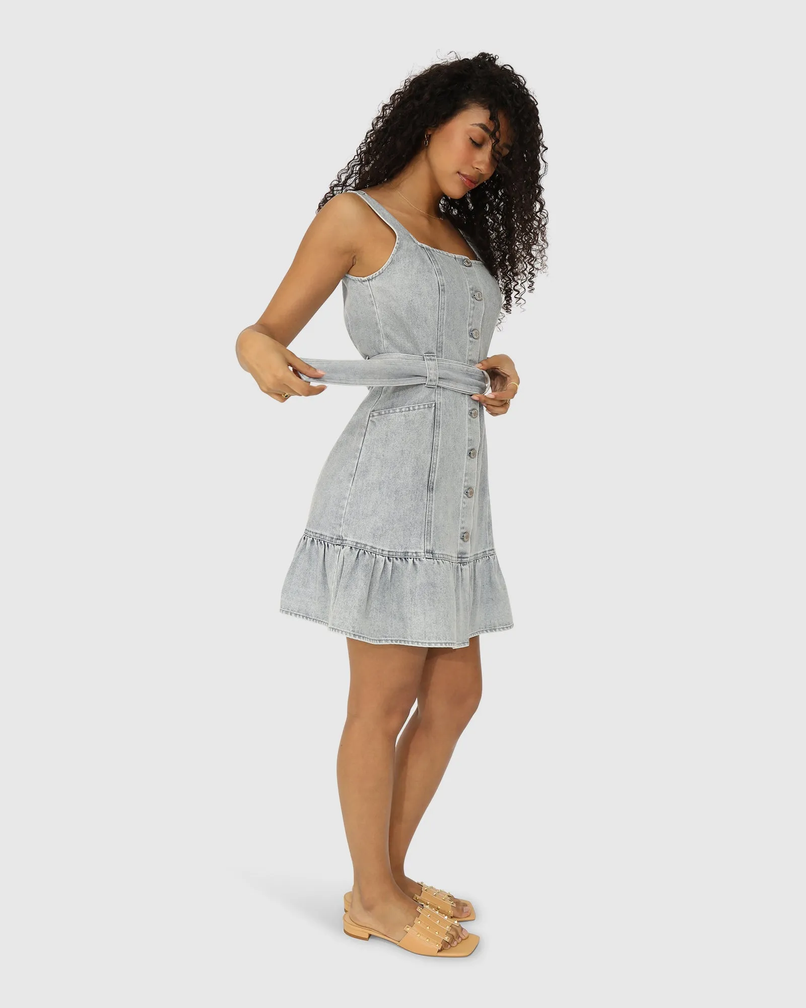 Reunite Denim Minikleid - Stonewash