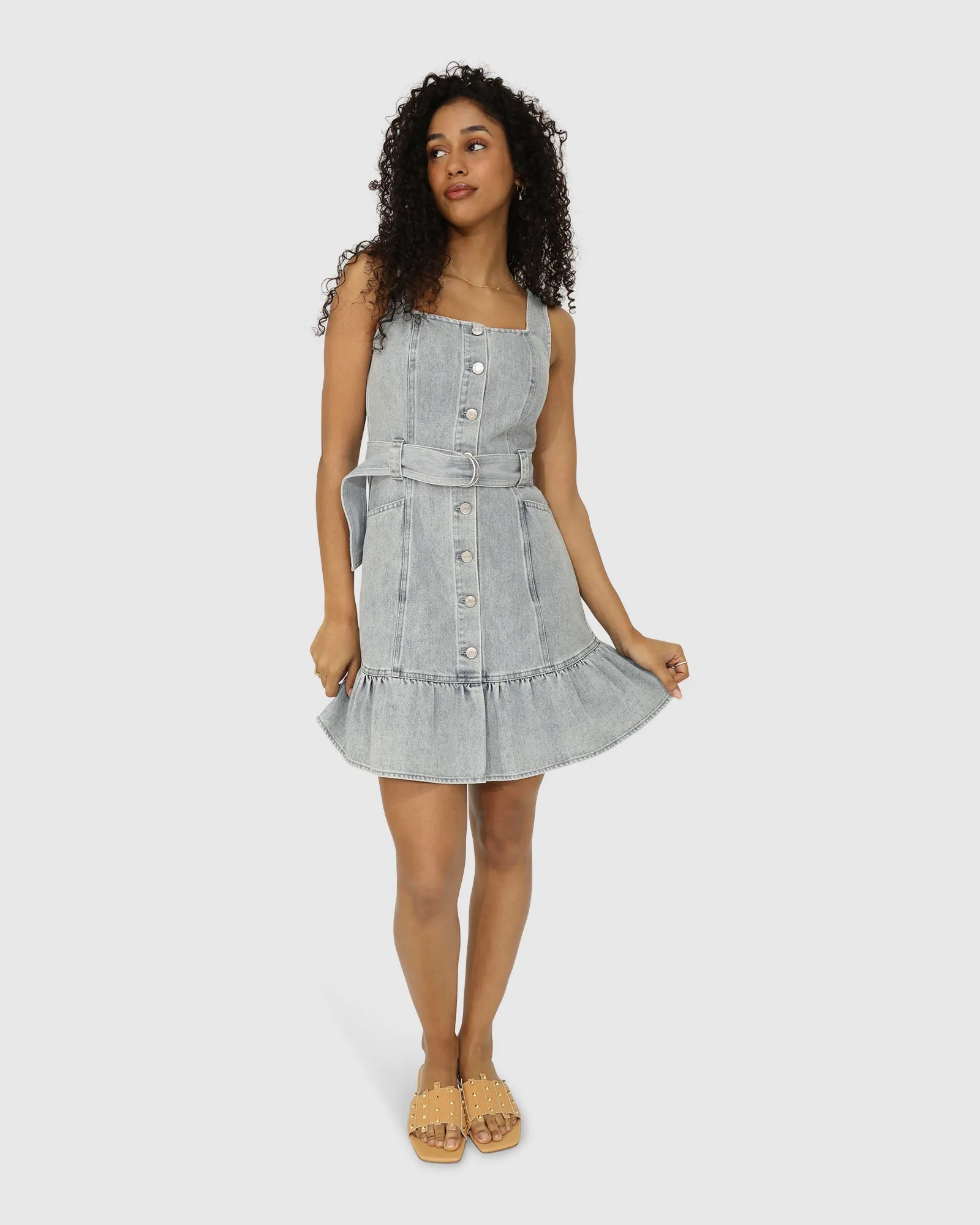 Reunite Denim Minikleid - Stonewash