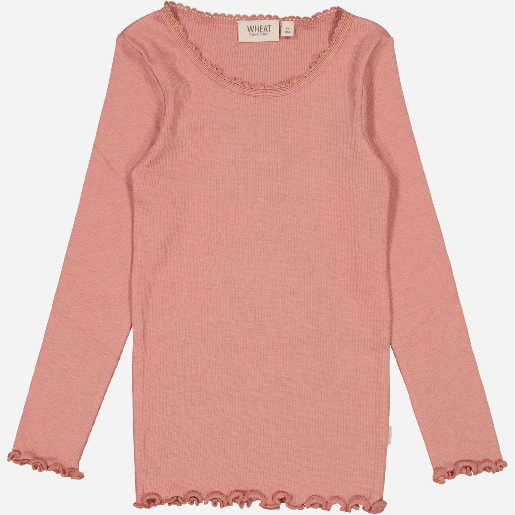 Rib T-Shirt Lace LS - old rose