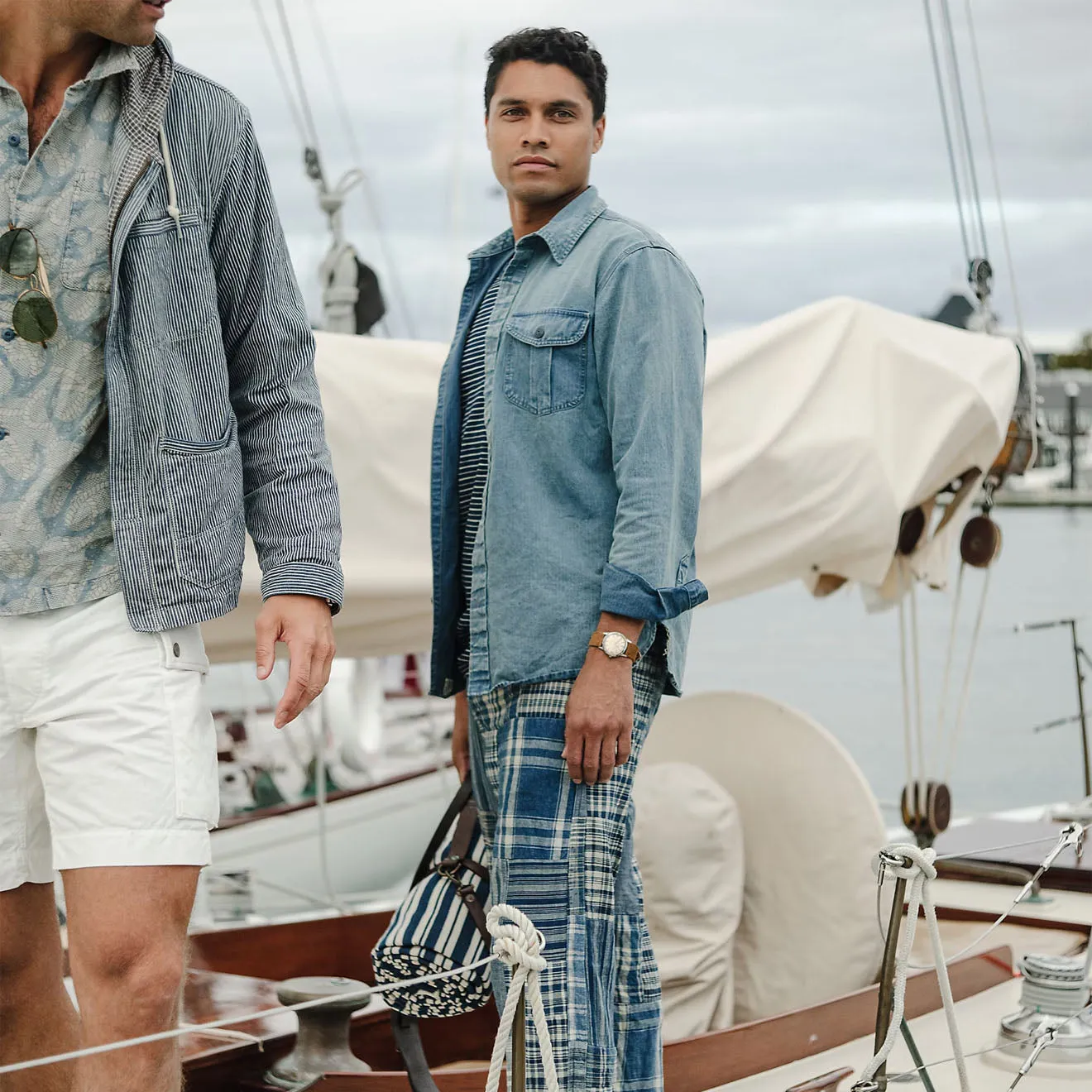 RRL By Ralph Lauren Stratford Flache Front Indigo / Creme Multi