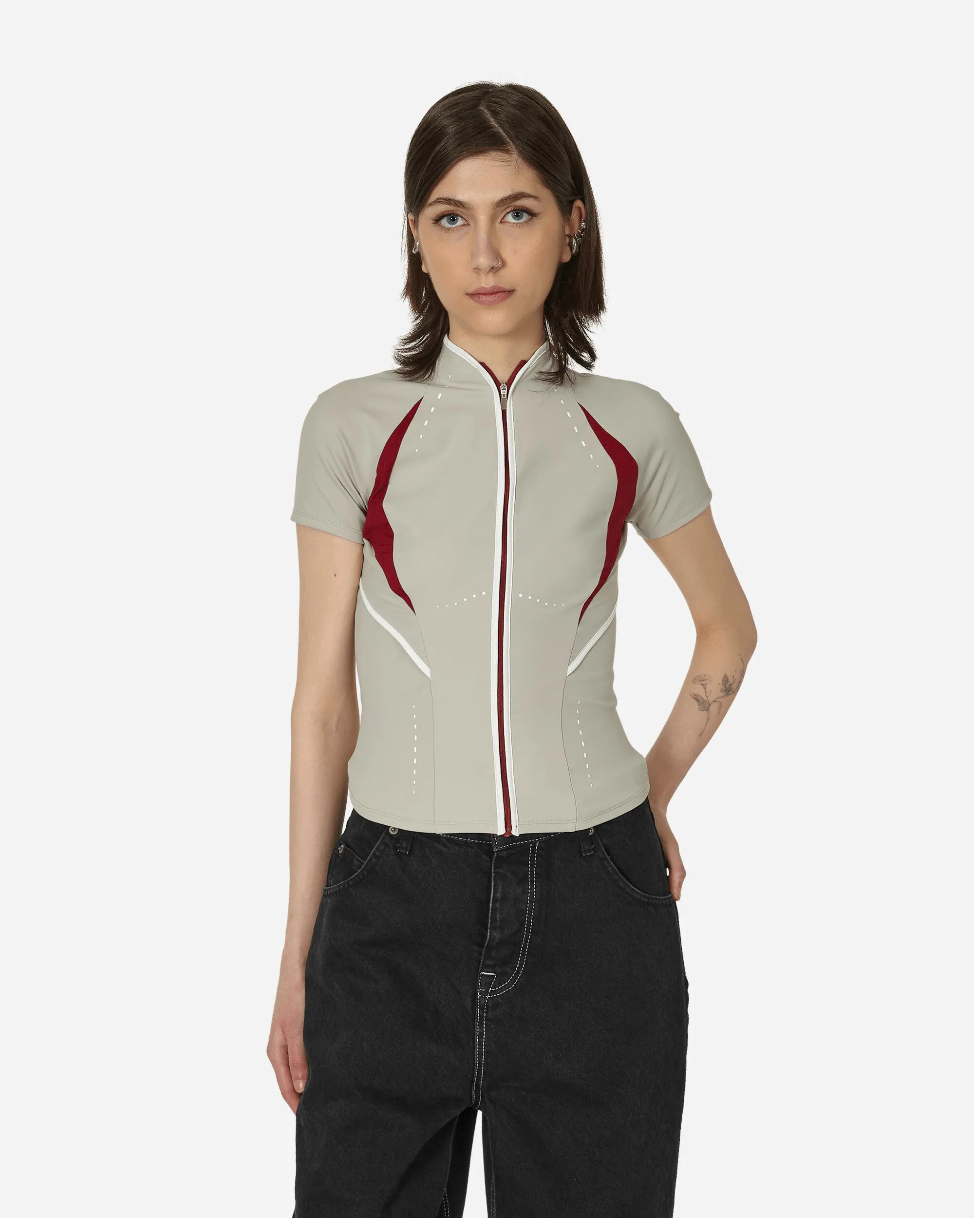 Zerfetzter Reißverschluss-Top Beige