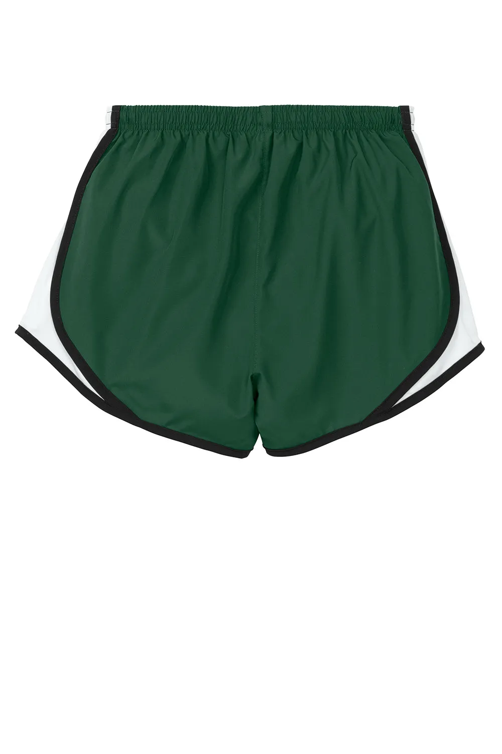 Sport-Tek Damen Cadence Feuchtigkeitstransportierende Shorts - Waldgrün/Weiß/Schwarz - Ausverkauf