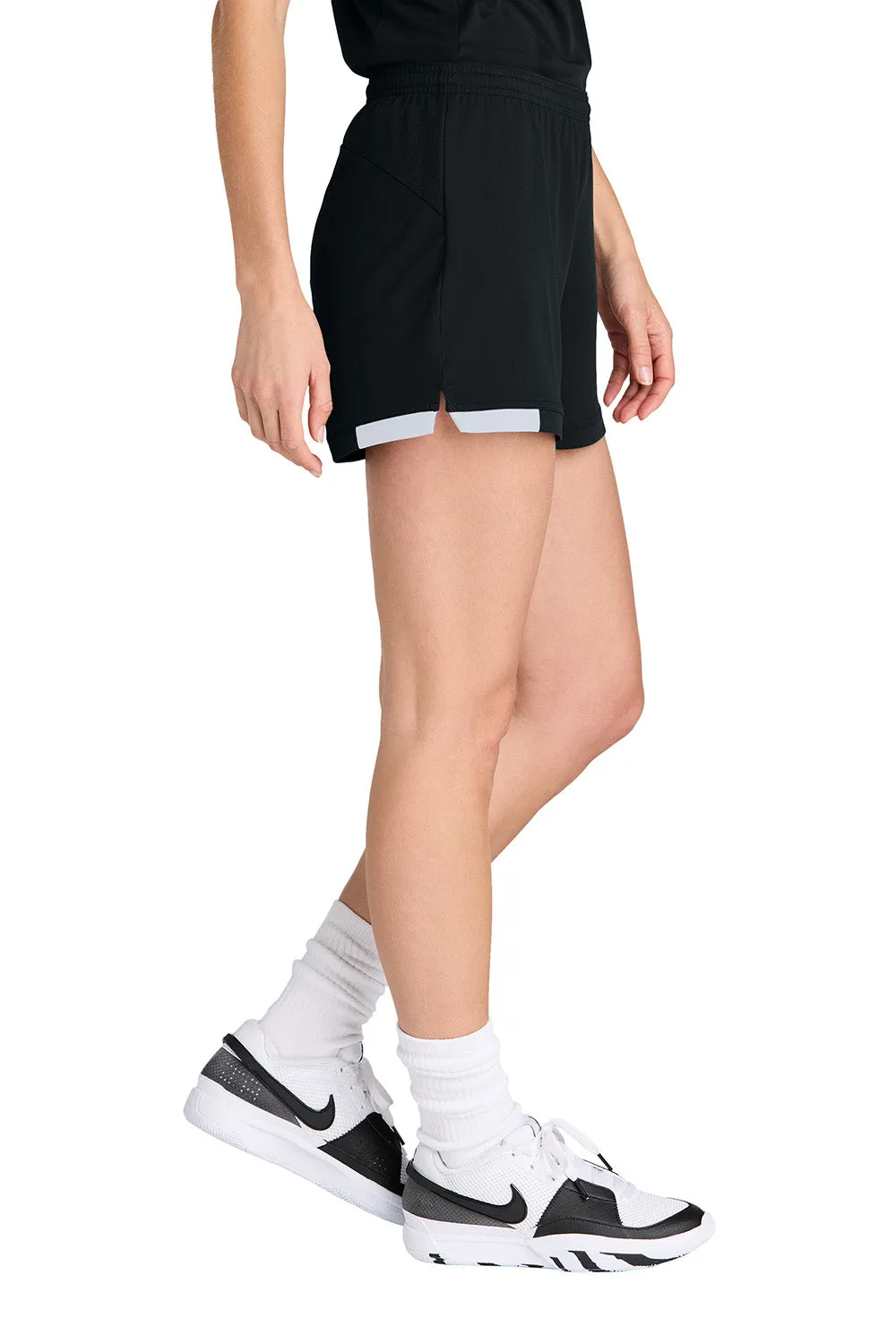 Sport-Tek Damen Club Feuchtigkeitstransportierende Shorts - Schwarz/Weiß