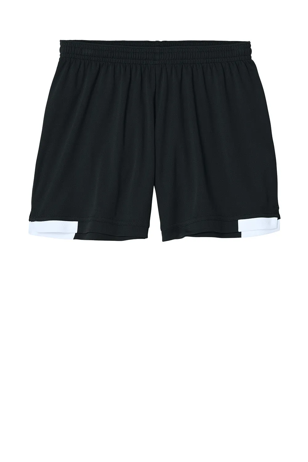 Sport-Tek Damen Club Feuchtigkeitstransportierende Shorts - Schwarz/Weiß