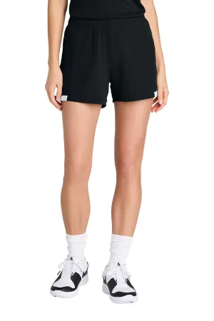 Sport-Tek Damen Club Feuchtigkeitstransportierende Shorts - Schwarz/Weiß