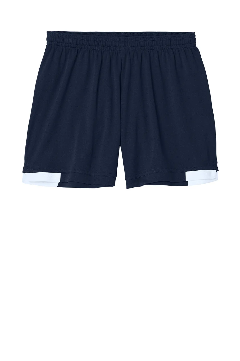 Sport-Tek Damen Club Feuchtigkeitstransportierende Shorts - Marineblau/Weiß