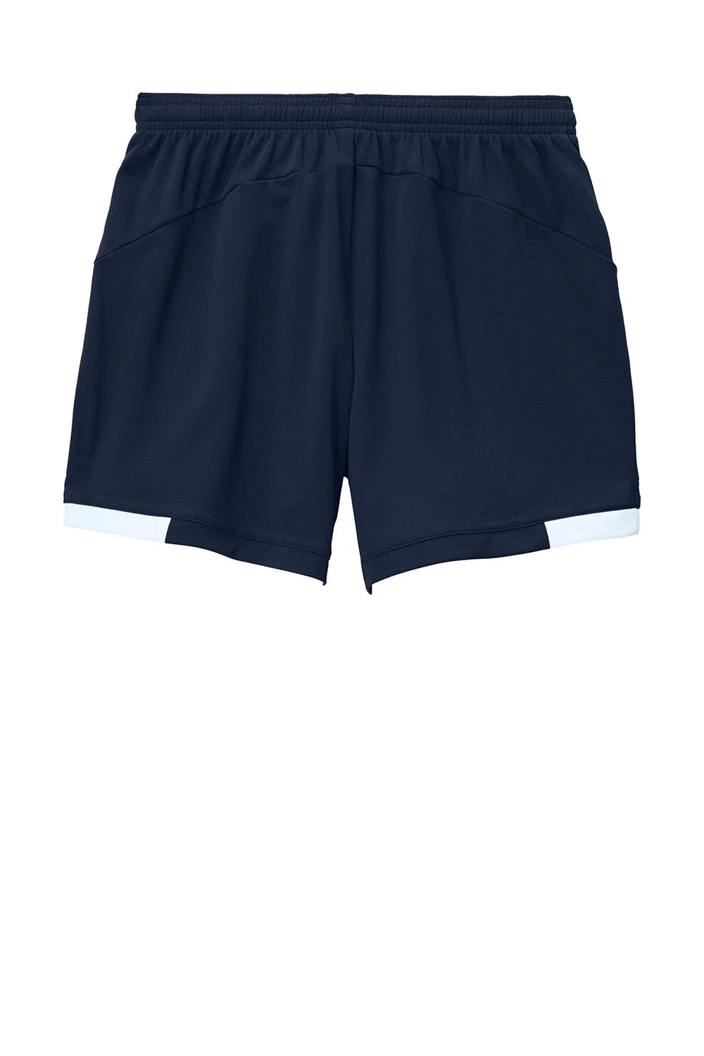 Sport-Tek Damen Club Feuchtigkeitstransportierende Shorts - Marineblau/Weiß