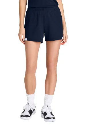 Sport-Tek Damen Club Feuchtigkeitstransportierende Shorts - Marineblau/Weiß