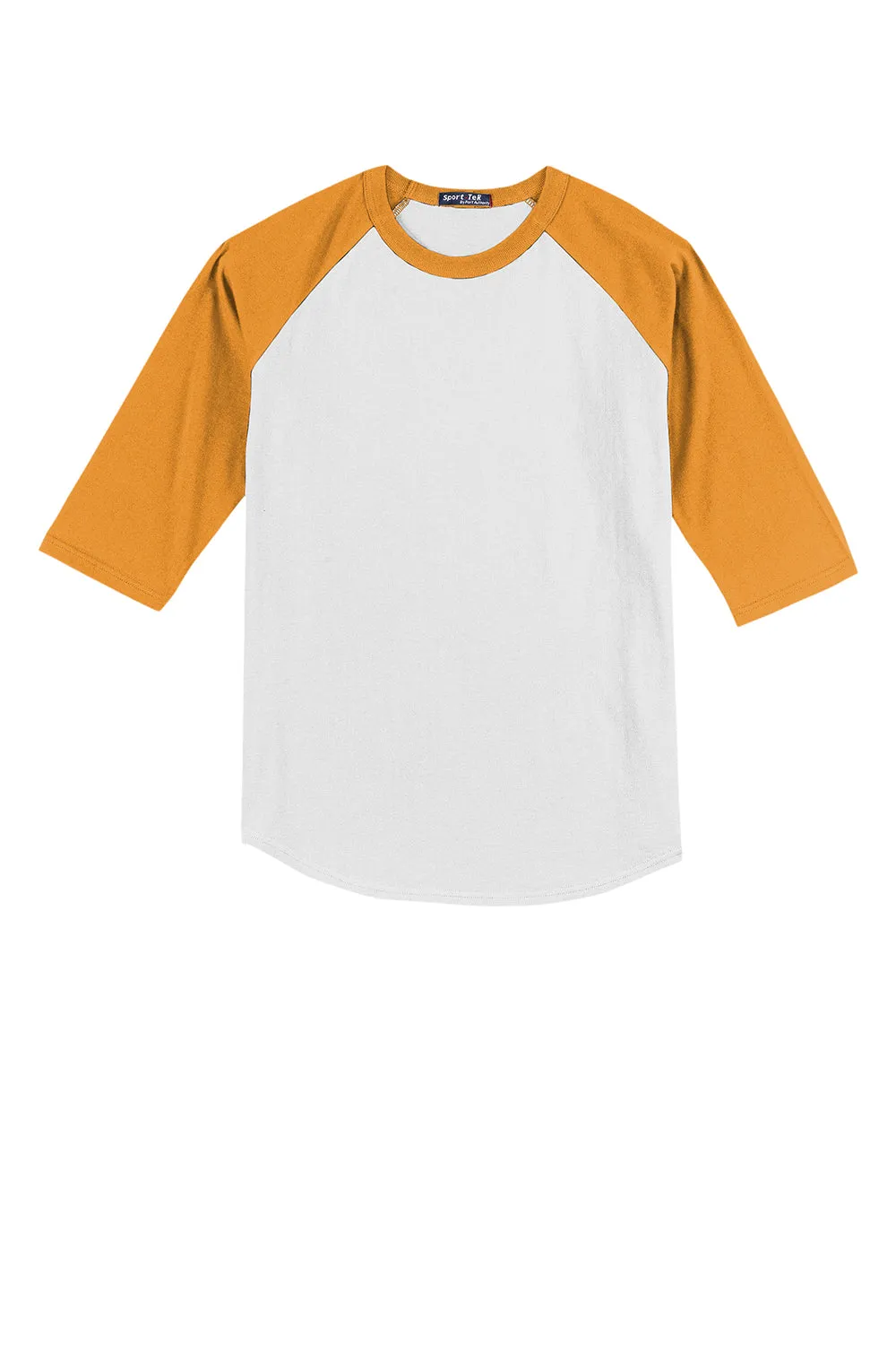 Sport-Tek Jugendliches 3/4-Ärmel Rundhals-T-Shirt - Weiß/Gold