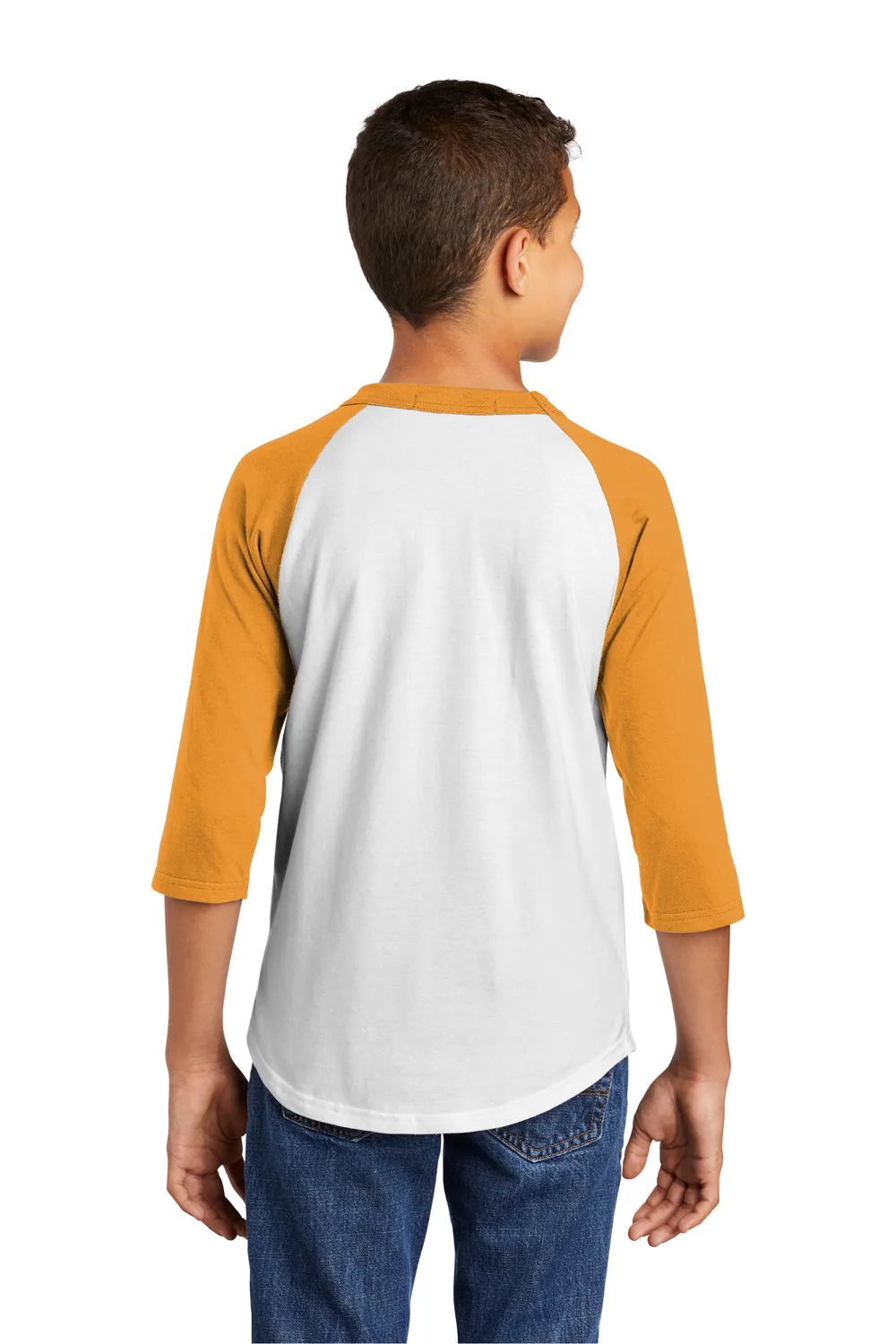 Sport-Tek Jugendliches 3/4-Ärmel Rundhals-T-Shirt - Weiß/Gold