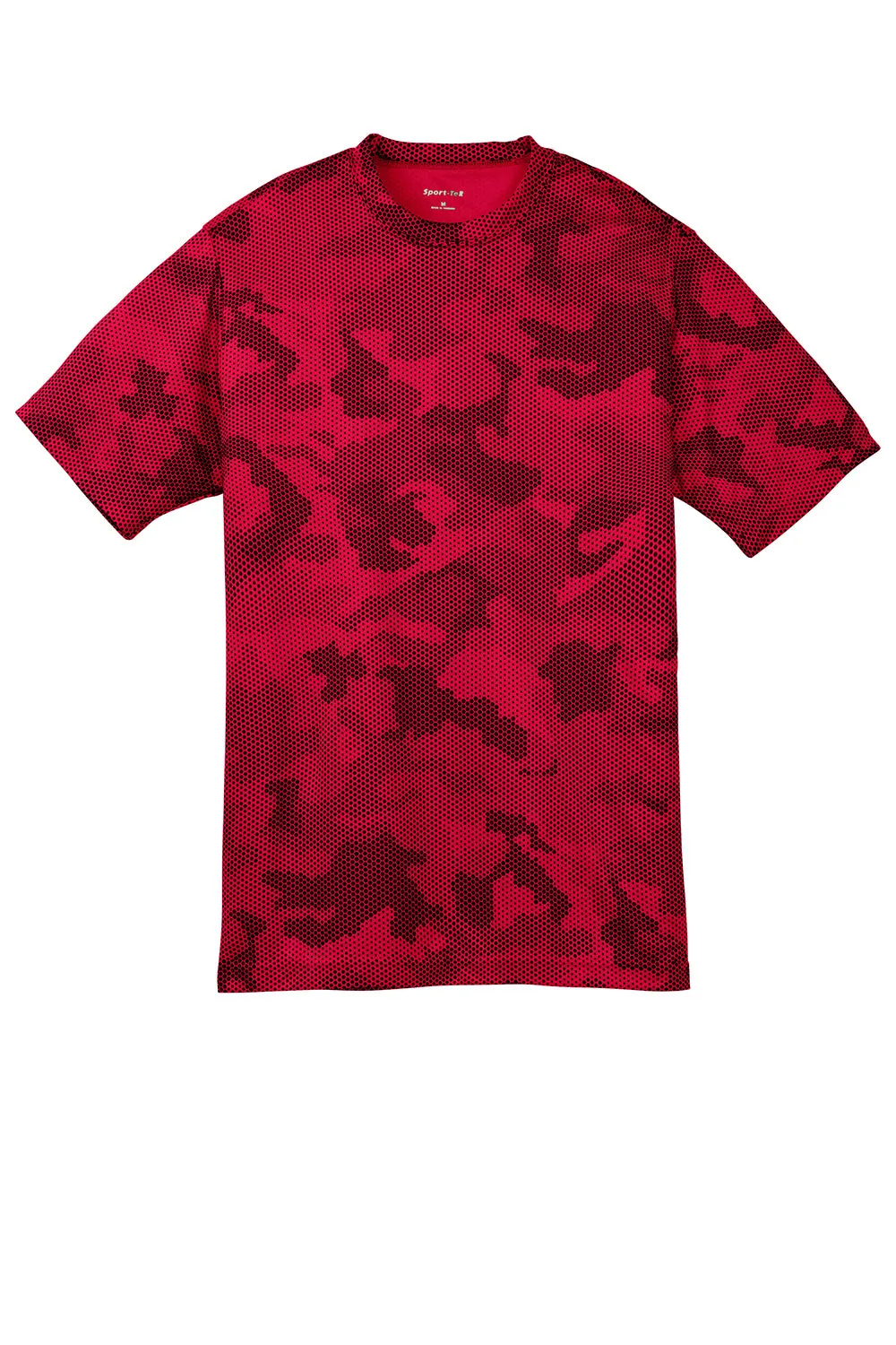 Sport-Tek Jugend CamoHex Feuchtigkeitstransportierendes Kurzarm-Crewneck T-Shirt - Tiefrot