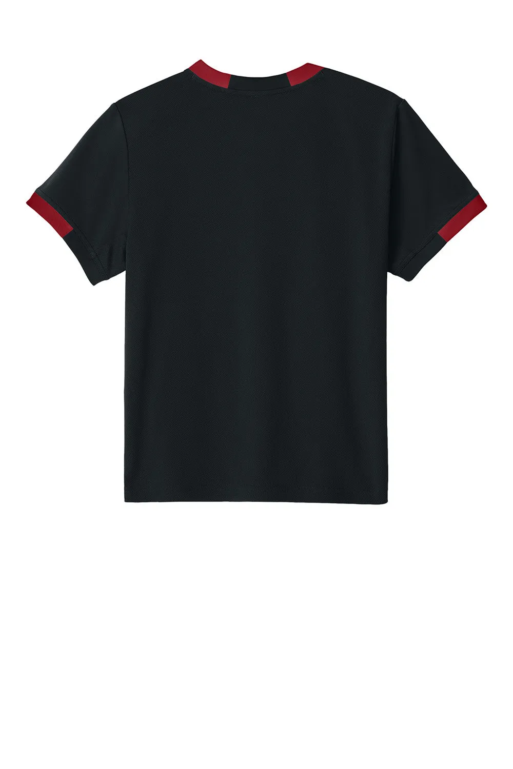 Sport-Tek Youth Club Feuchtigkeitstransportierendes Kurzarm-Crewneck-T-Shirt - Schwarz/Tiefrot