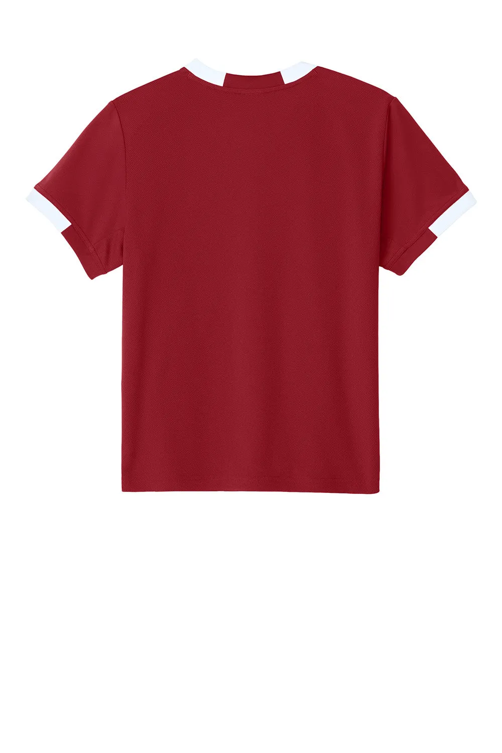 Sport-Tek Jugendclub Feuchtigkeitstransportierendes Kurzarm-Crewneck T-Shirt - Tiefrot/Weiß
