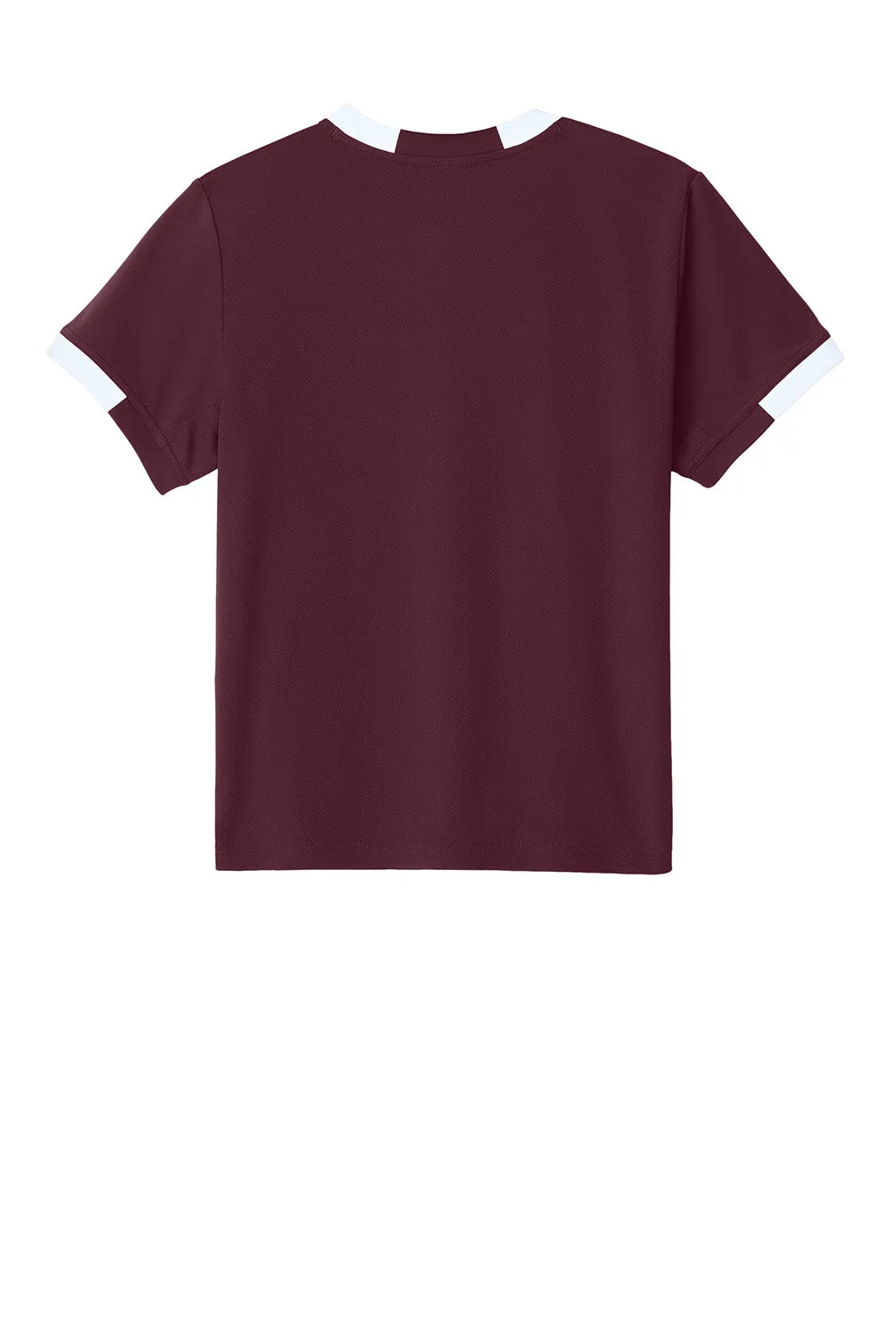 Sport-Tek Youth Club Feuchtigkeitstransportierendes Kurzarm-Crewneck-T-Shirt - Kastanienbraun/Weiß