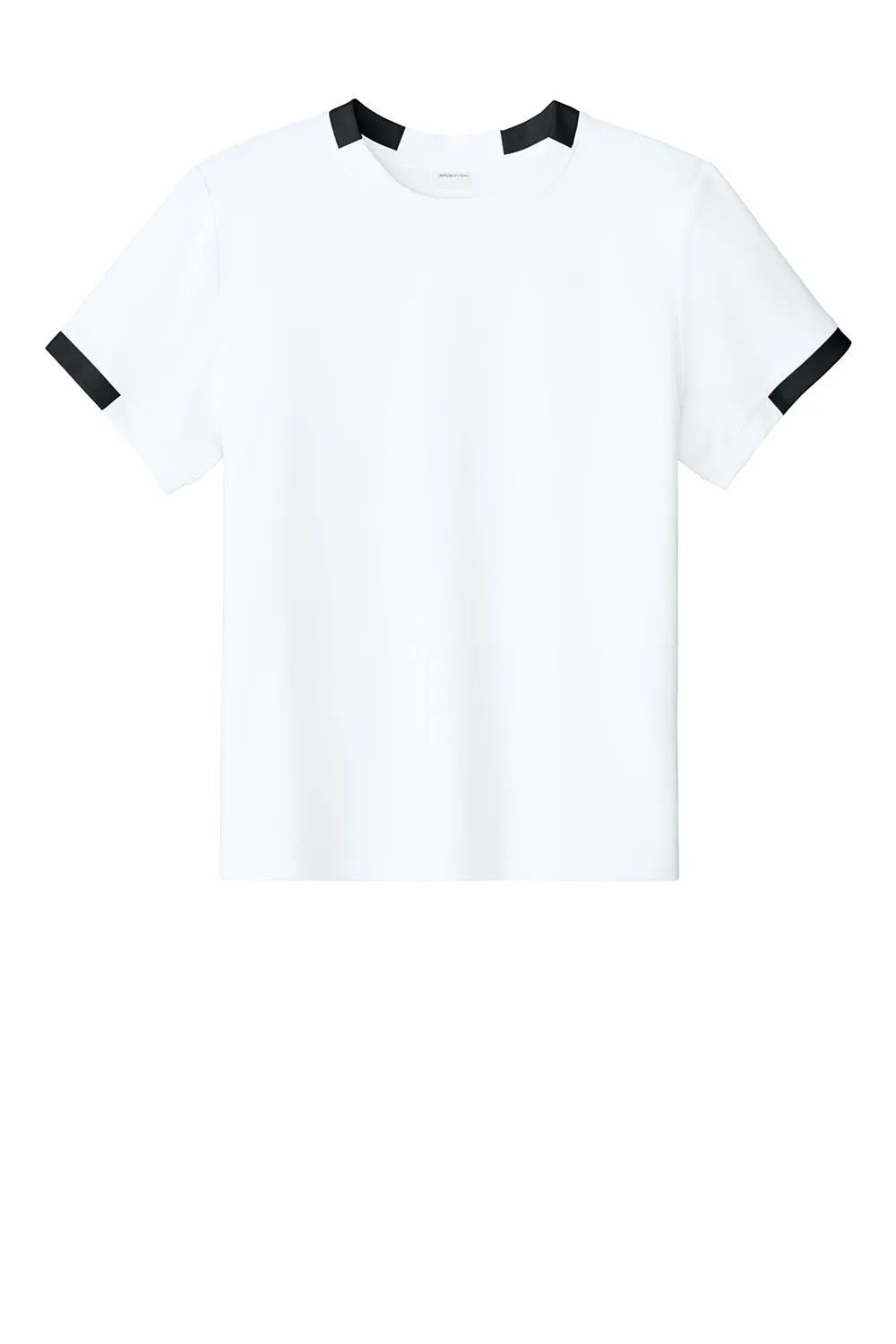 Sport-Tek Jugendclub Feuchtigkeitstransportierendes Kurzarm-Crewneck-T-Shirt - Weiß/Schwarz
