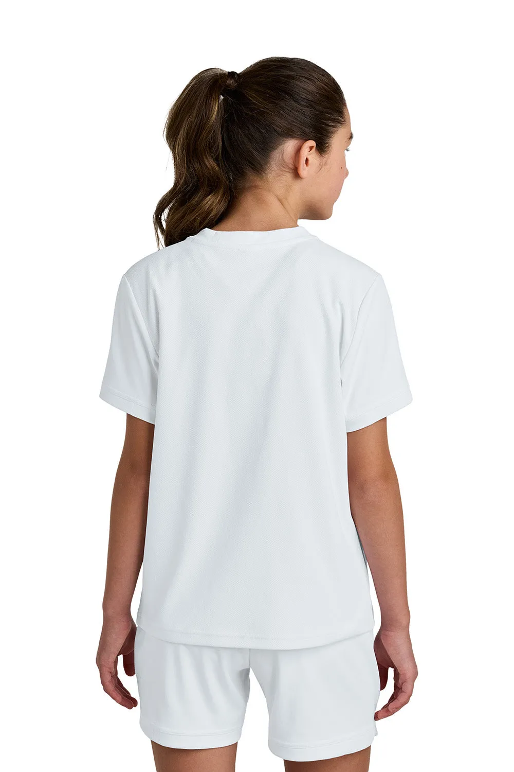 Sport-Tek Youth Club Feuchtigkeitstransportierendes Kurzarm-Crewneck-T-Shirt - Weiß/Weiß