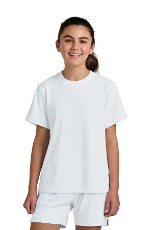 Sport-Tek Youth Club Feuchtigkeitstransportierendes Kurzarm-Crewneck-T-Shirt - Weiß/Weiß