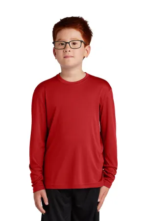 Sport-Tek Jugend Competitor Feuchtigkeitstransportierendes Langarm-Crewneck T-Shirt - Tiefrot
