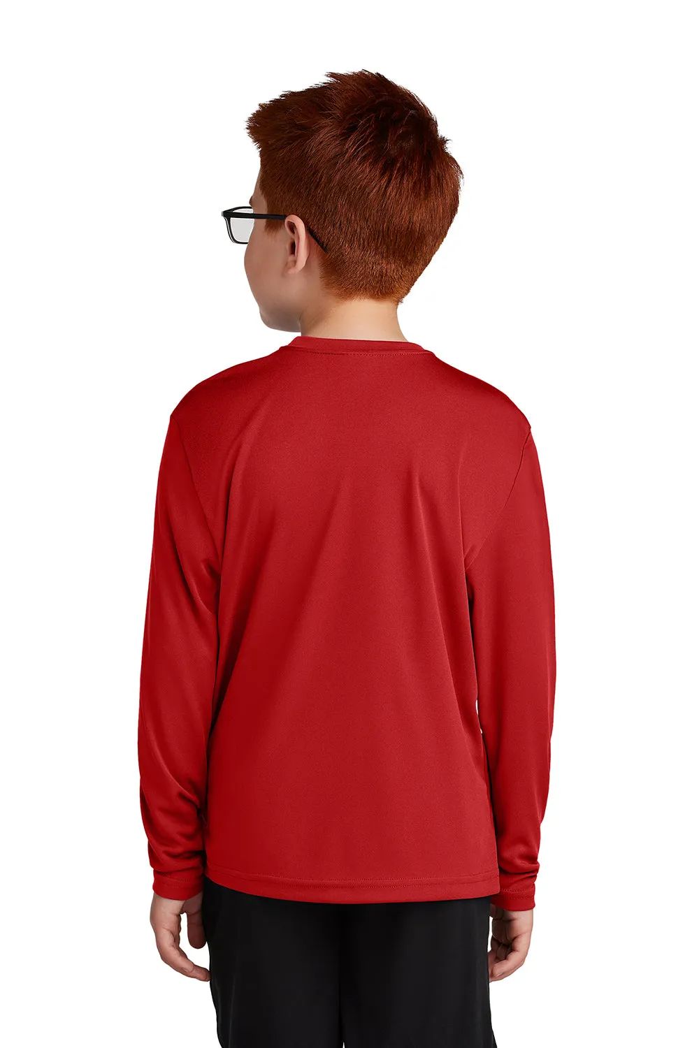 Sport-Tek Jugend Competitor Feuchtigkeitstransportierendes Langarm-Crewneck T-Shirt - Tiefrot
