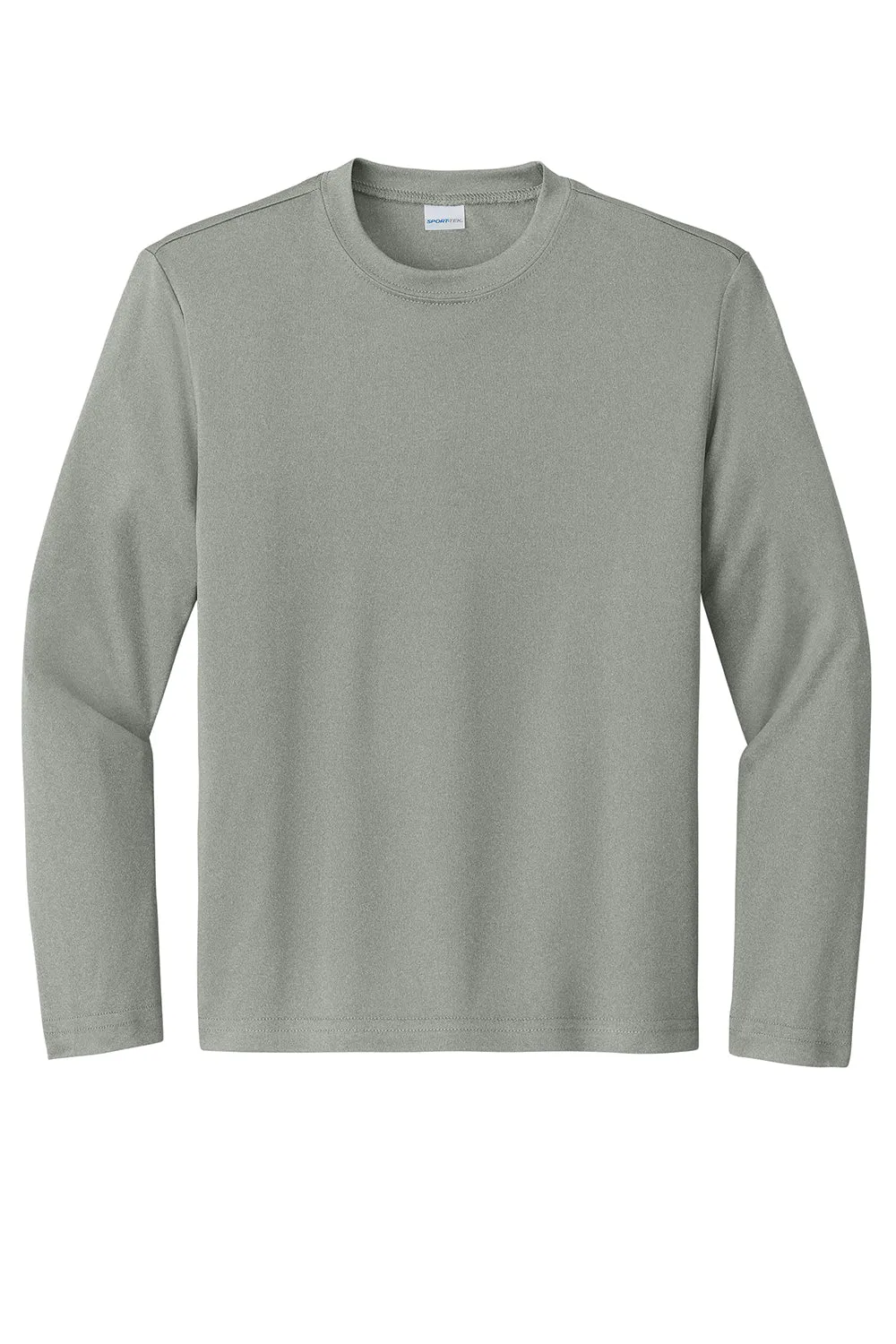 Sport-Tek Jugend Competitor Feuchtigkeitstransportierendes Langarm-Crewneck T-Shirt - Heather Concrete Grau