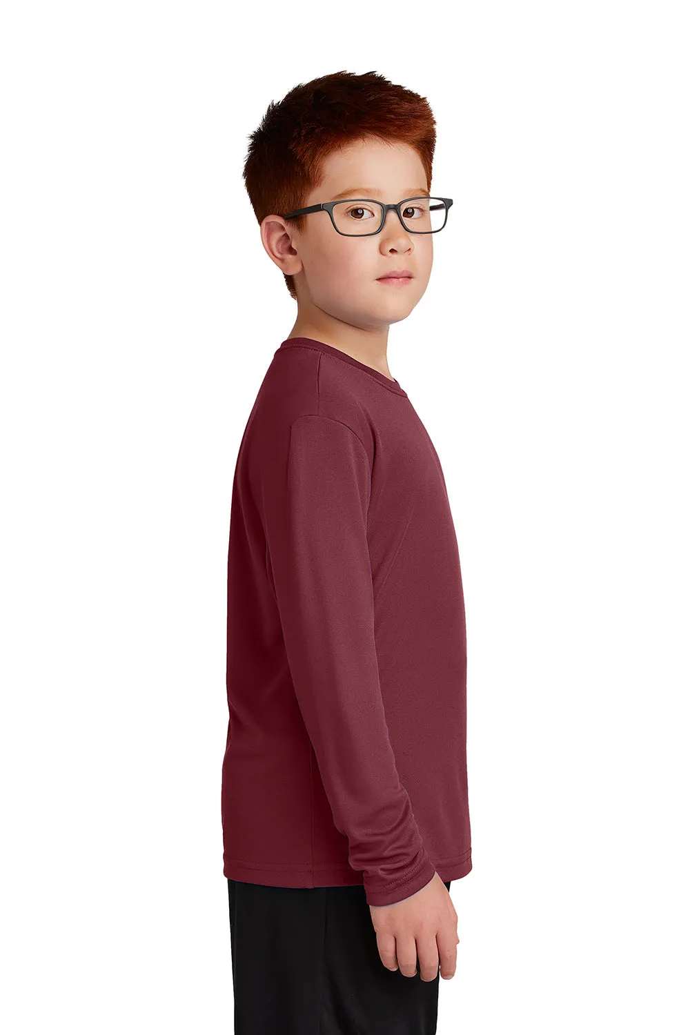 Sport-Tek Jugend Competitor Feuchtigkeitstransportierendes Langarm-Crewneck T-Shirt - Kastanienbraun