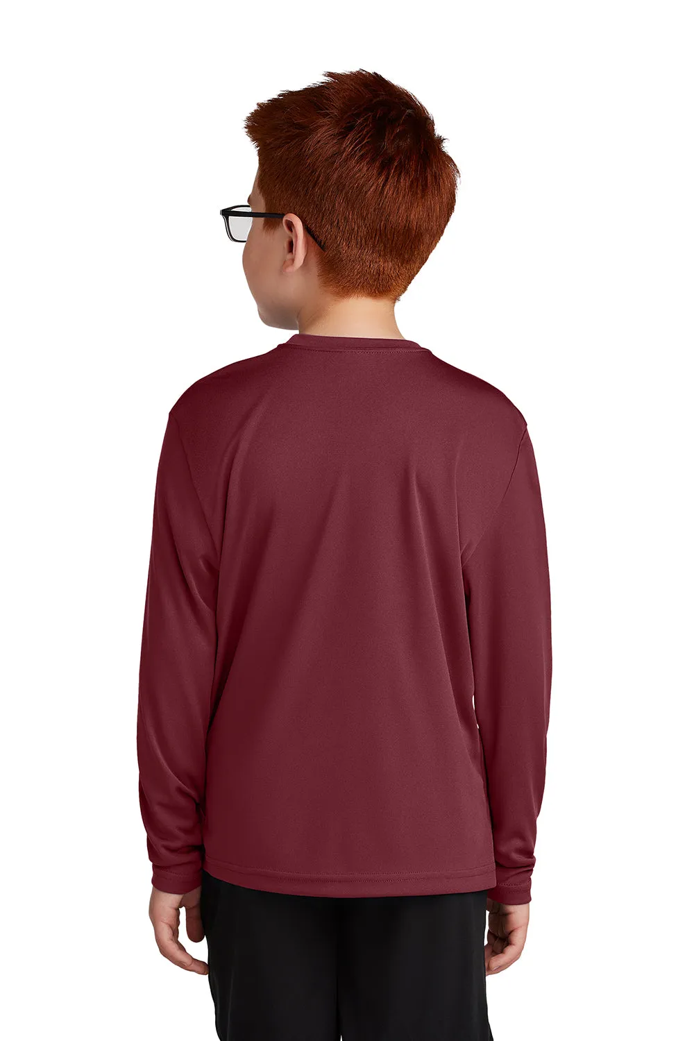 Sport-Tek Jugend Competitor Feuchtigkeitstransportierendes Langarm-Crewneck T-Shirt - Kastanienbraun