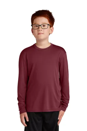 Sport-Tek Jugend Competitor Feuchtigkeitstransportierendes Langarm-Crewneck T-Shirt - Kastanienbraun