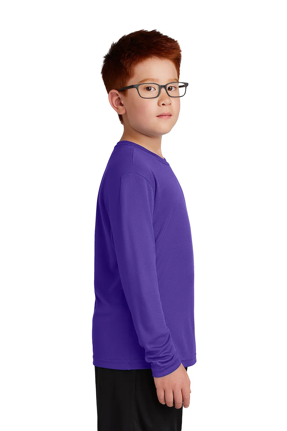 Sport-Tek Jugend Competitor Feuchtigkeitstransportierendes Langarm-Crewneck T-Shirt - Lila