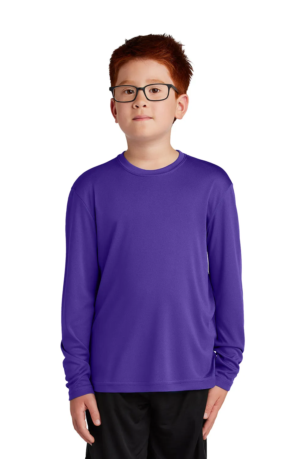 Sport-Tek Jugend Competitor Feuchtigkeitstransportierendes Langarm-Crewneck T-Shirt - Lila