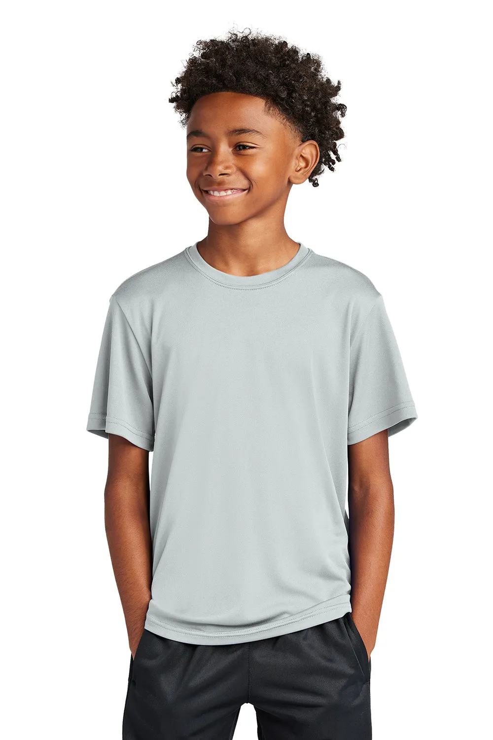 Sport-Tek Jugend Competitor Feuchtigkeitstransportierendes Kurzarm-Crewneck T-Shirt - Silbergrau