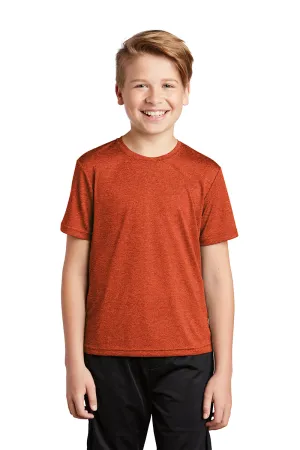 Sport-Tek Youth Contender Heather Feuchtigkeitstransportierendes Kurzarm-Crewneck-T-Shirt - Heather Dunkelorange