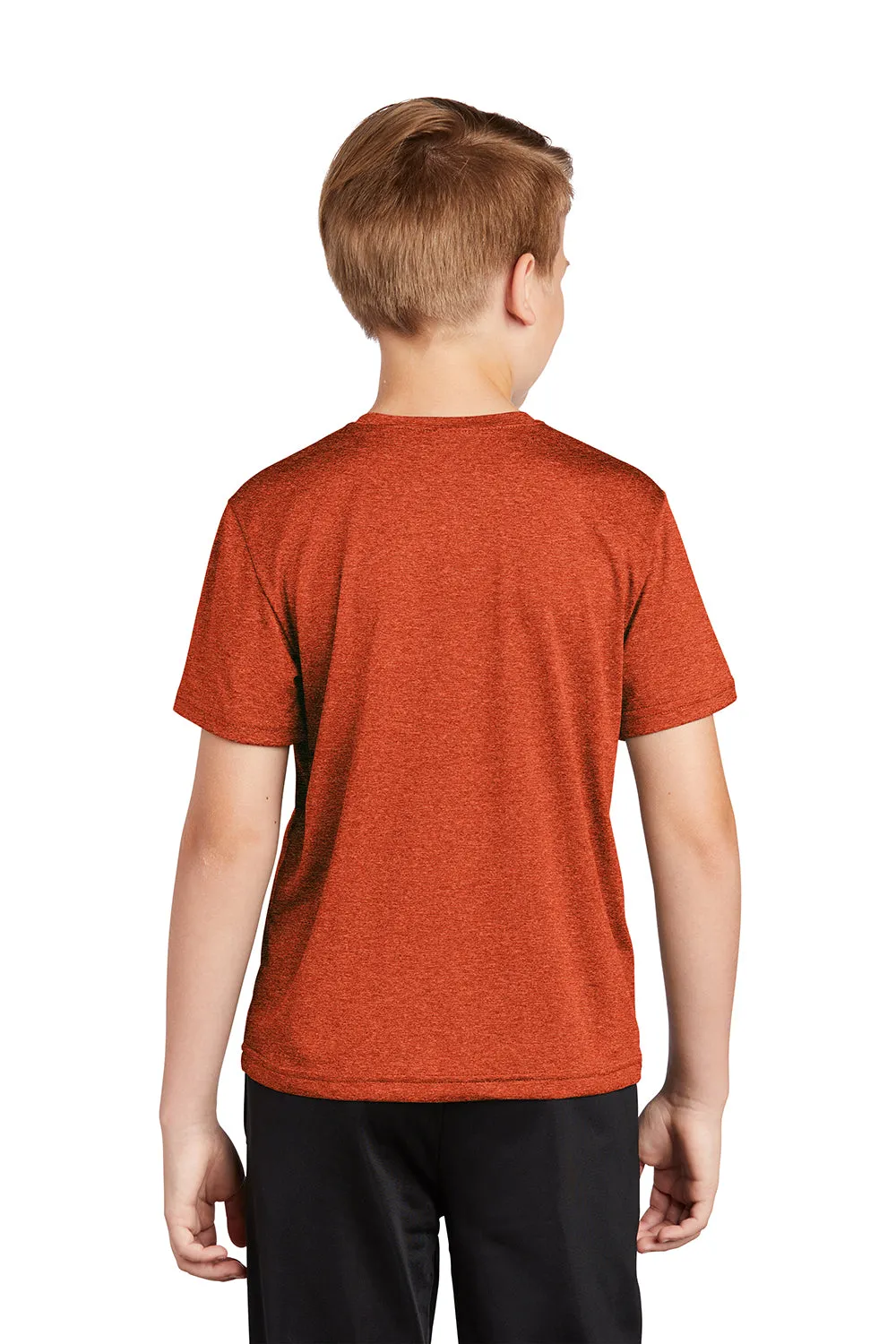 Sport-Tek Youth Contender Heather Feuchtigkeitstransportierendes Kurzarm-Crewneck-T-Shirt - Heather Dunkelorange