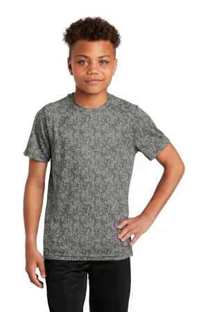 Sport-Tek Youth Digi Camo Feuchtigkeitstransportierendes Kurzarm-Crewneck-T-Shirt - Betongrau
