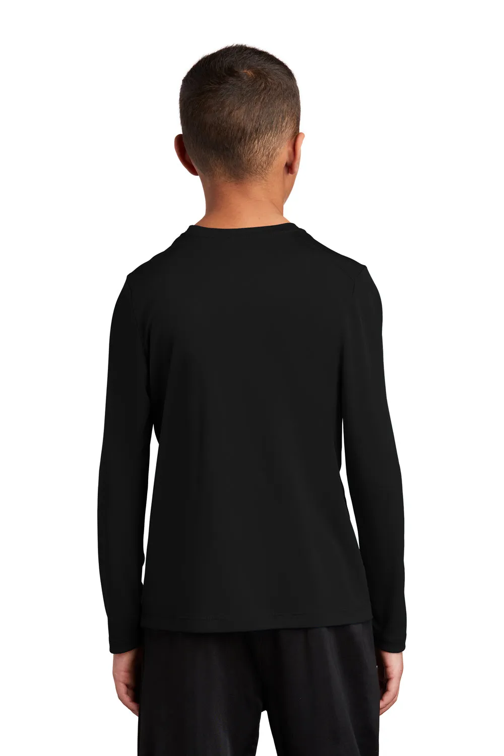 Sport-Tek Jugend Feuchtigkeitstransportierendes Langarm-Crewneck T-Shirt - Schwarz
