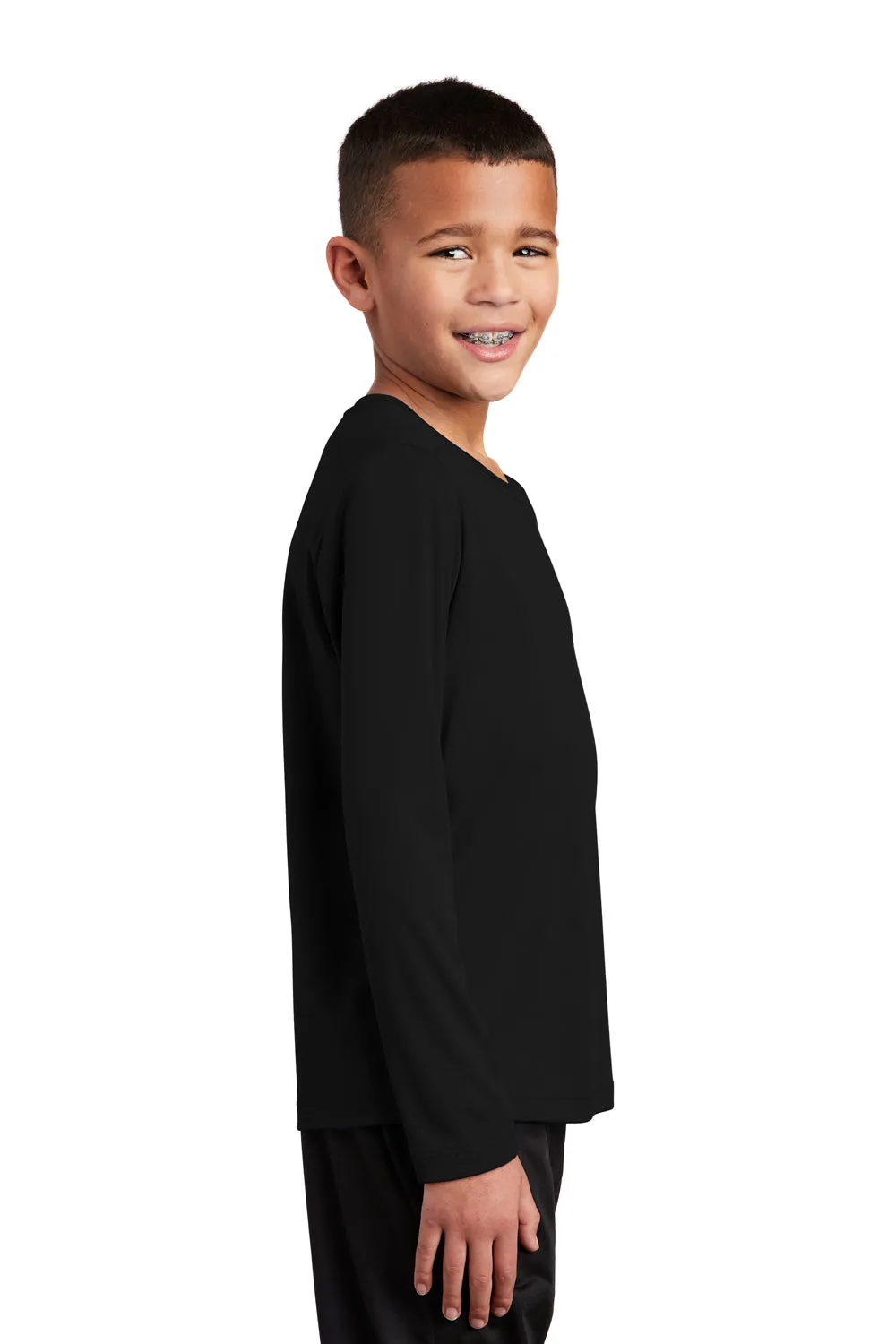 Sport-Tek Jugend Feuchtigkeitstransportierendes Langarm-Crewneck T-Shirt - Schwarz