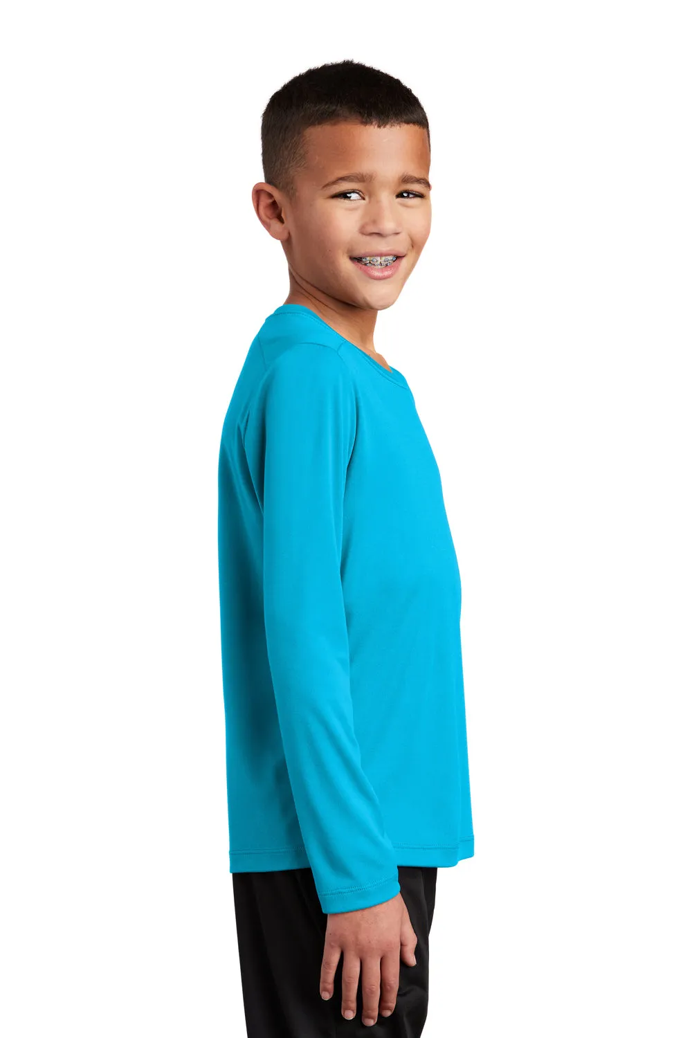 Sport-Tek Jugend Feuchtigkeitstransportierendes Langarm-Crewneck T-Shirt - Saphirblau