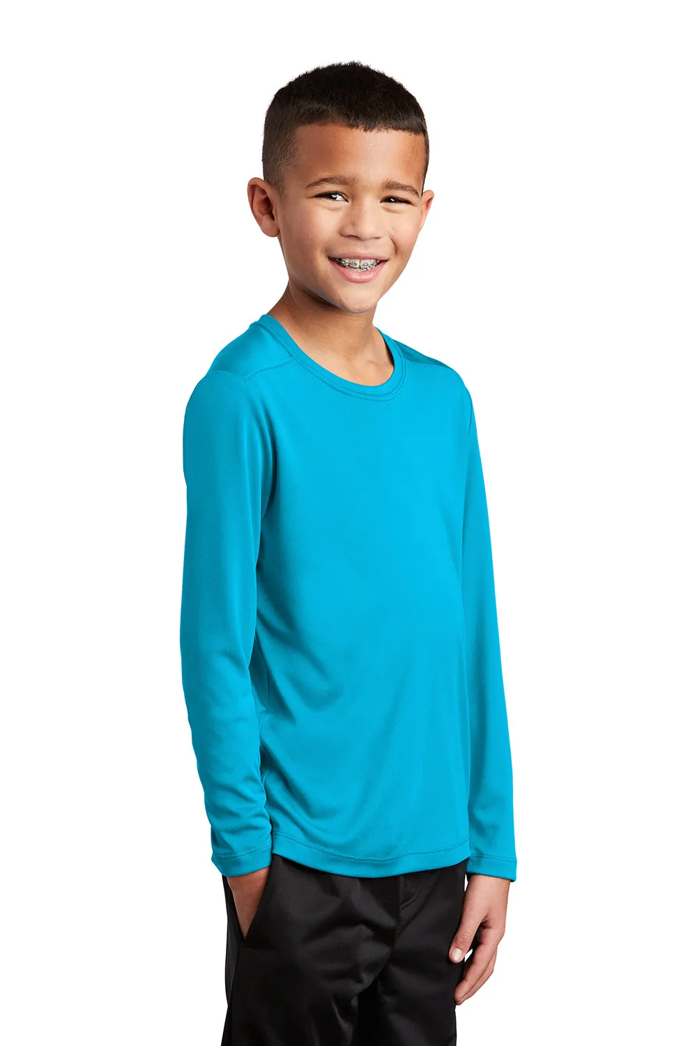 Sport-Tek Jugend Feuchtigkeitstransportierendes Langarm-Crewneck T-Shirt - Saphirblau