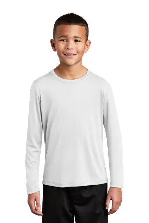 Sport-Tek Jugend Feuchtigkeitstransportierendes Langarm-Crewneck T-Shirt - Weiß