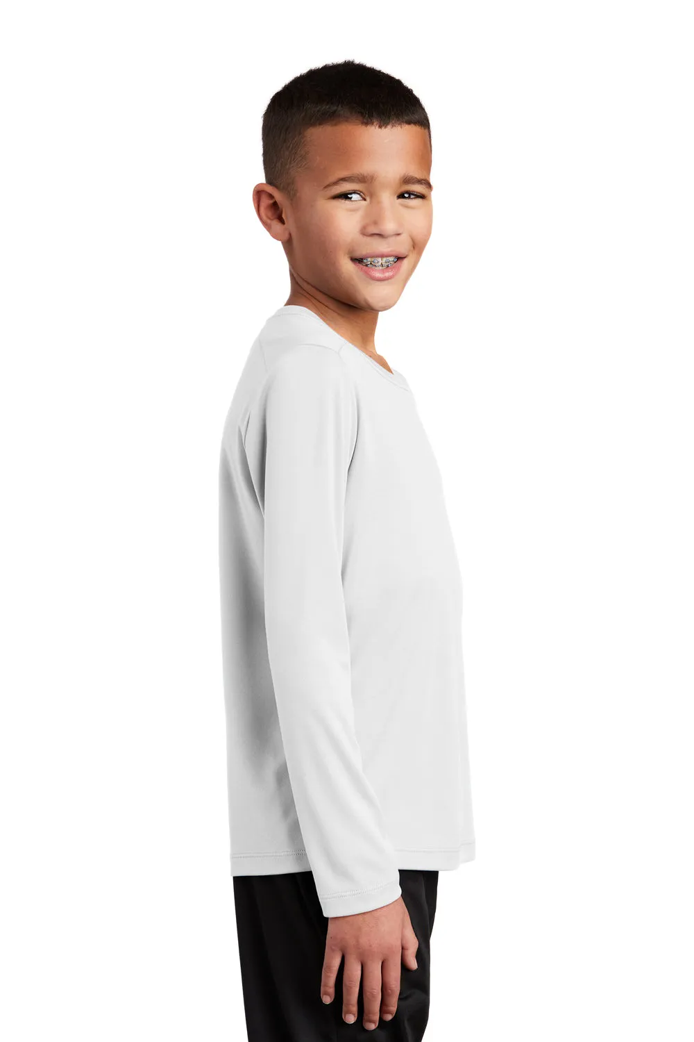 Sport-Tek Jugend Feuchtigkeitstransportierendes Langarm-Crewneck T-Shirt - Weiß