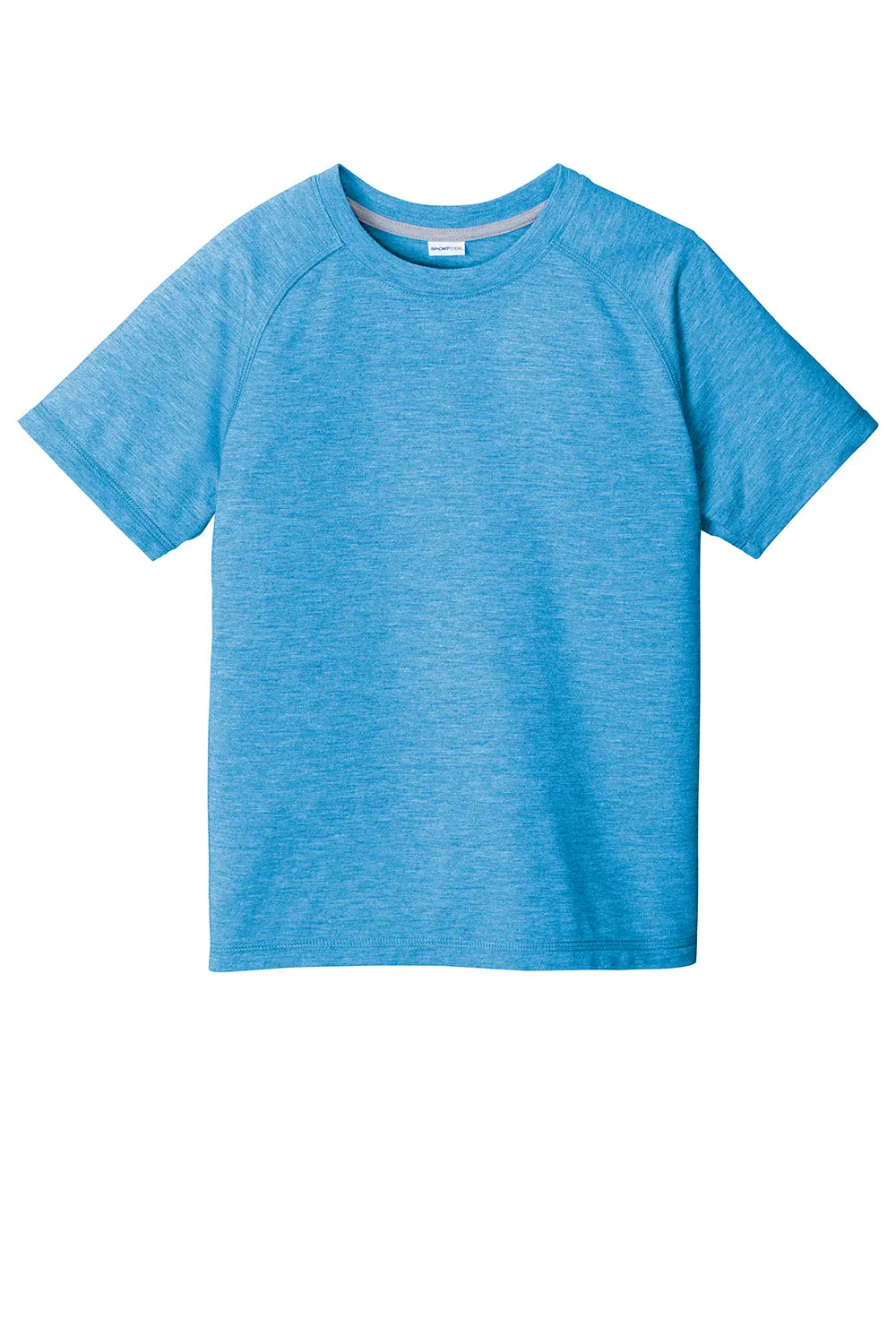 Sport-Tek Jugend Feuchtigkeitstransportierendes Kurzarm-Crewneck T-Shirt - Heather Teichblau - Ausverkauf