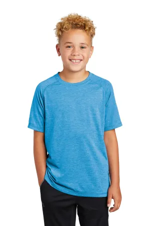 Sport-Tek Jugend Feuchtigkeitstransportierendes Kurzarm-Crewneck T-Shirt - Heather Teichblau - Ausverkauf