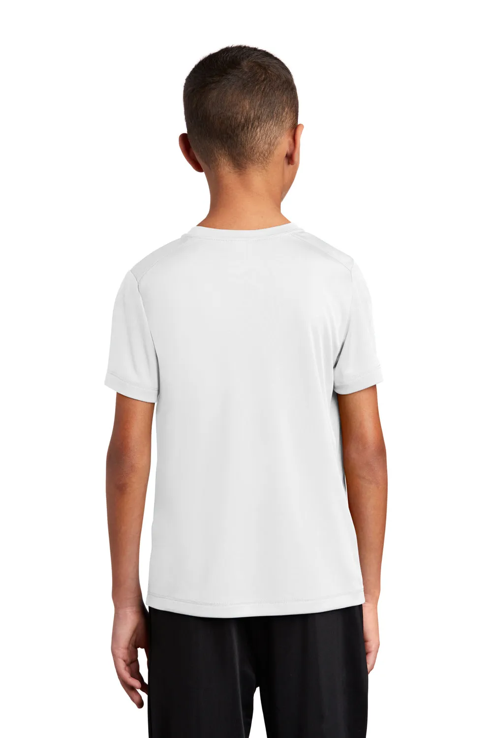 Sport-Tek Youth Feuchtigkeitstransportierendes Kurzarm-T-Shirt mit Rundhalsausschnitt - Weiß