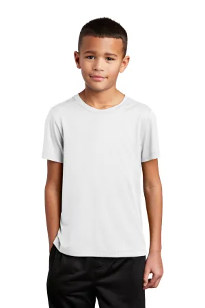 Sport-Tek Youth Feuchtigkeitstransportierendes Kurzarm-T-Shirt mit Rundhalsausschnitt - Weiß