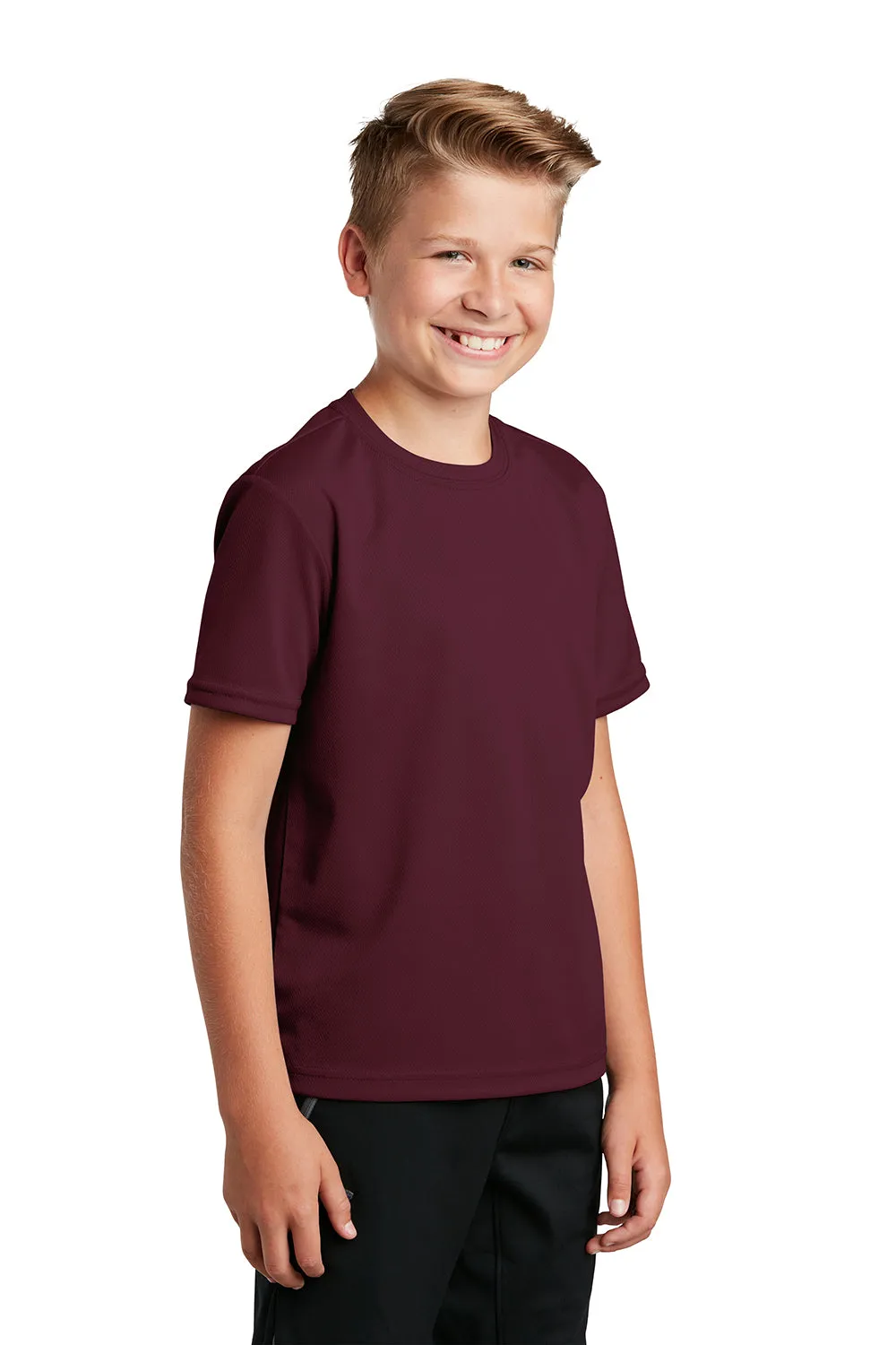 Sport-Tek Youth RacerMesh Feuchtigkeitstransportierendes Kurzarm-Crewneck-T-Shirt - Kastanienbraun - Auslaufmodell