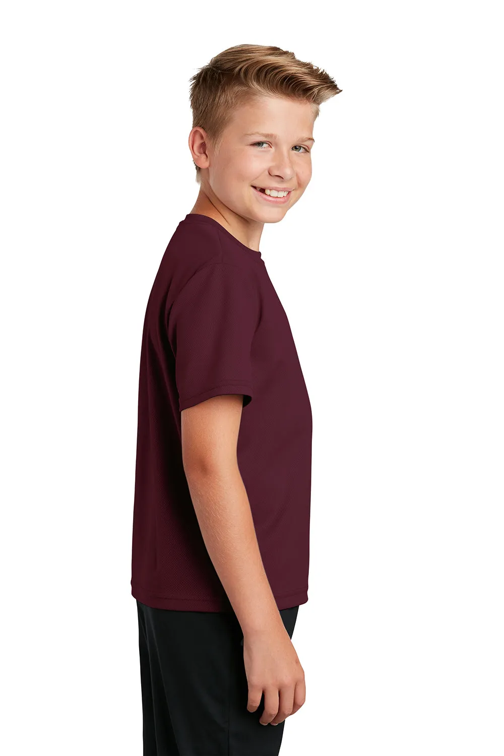 Sport-Tek Youth RacerMesh Feuchtigkeitstransportierendes Kurzarm-Crewneck-T-Shirt - Kastanienbraun - Auslaufmodell