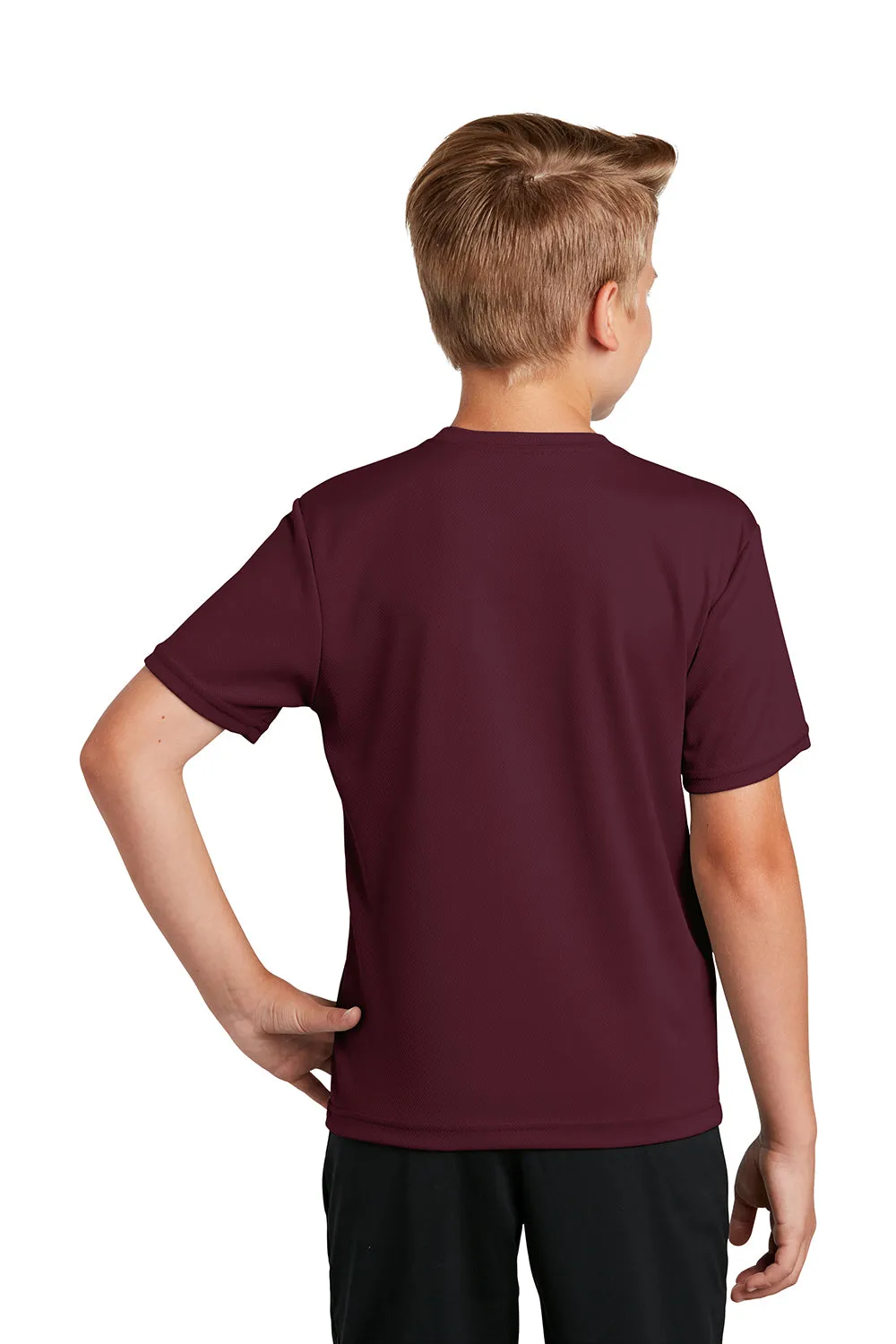 Sport-Tek Youth RacerMesh Feuchtigkeitstransportierendes Kurzarm-Crewneck-T-Shirt - Kastanienbraun - Auslaufmodell