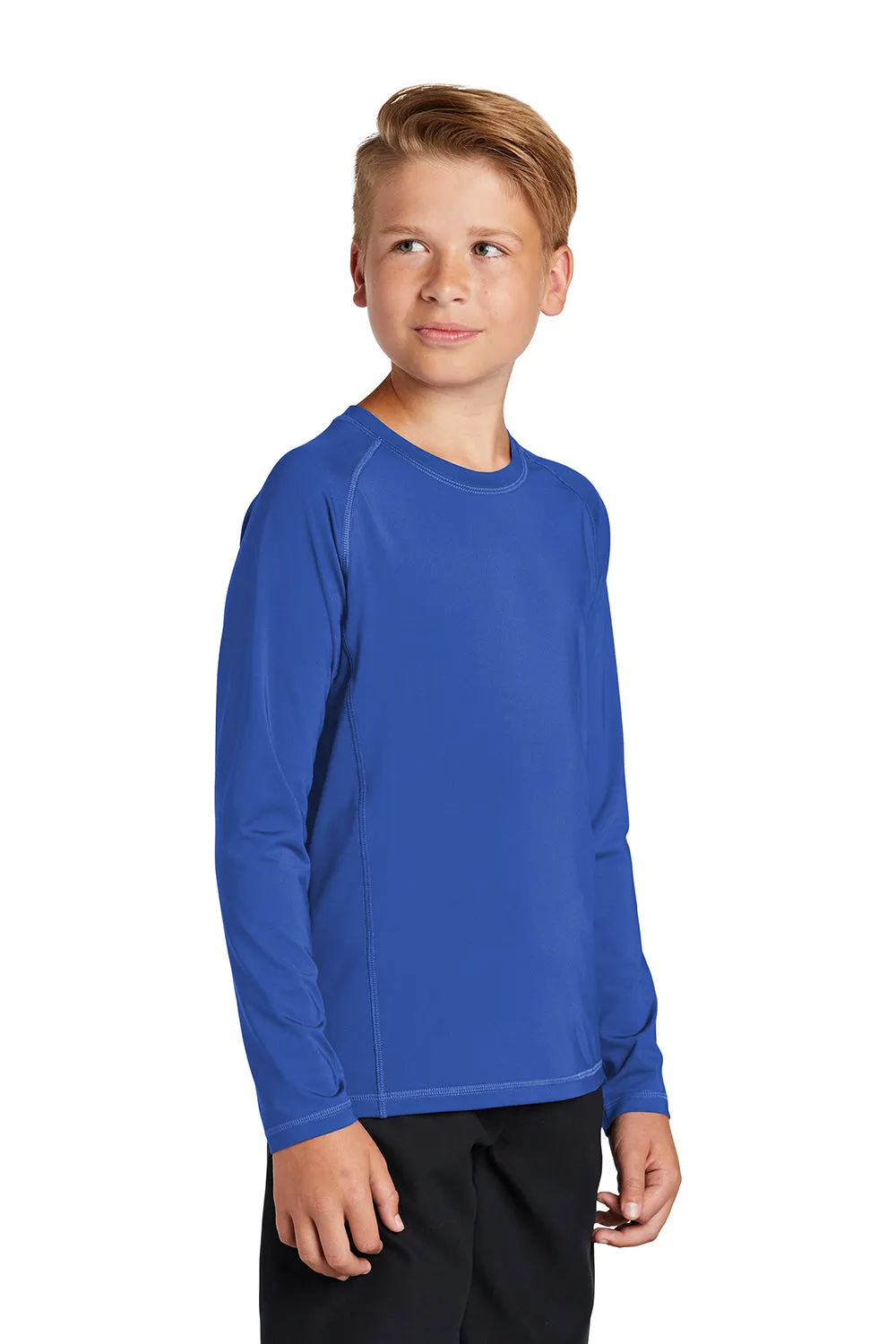 Sport-Tek Jugend-Rashguard Feuchtigkeitstransportierendes Langarm-Crewneck T-Shirt - Echtes Königsblau