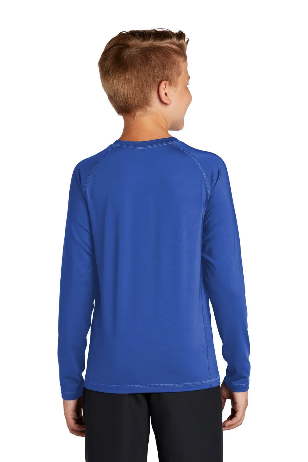 Sport-Tek Jugend-Rashguard Feuchtigkeitstransportierendes Langarm-Crewneck T-Shirt - Echtes Königsblau