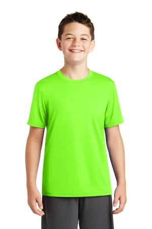 Sport-Tek Jugendliches Robustes Feuchtigkeitstransportierendes Kurzarm-T-Shirt mit Rundhalsausschnitt - Neon Grün - Ausverkauf